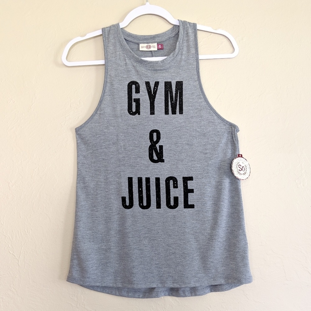 NWT "GYM AND JUICE" GRAY WORKOUT TANK